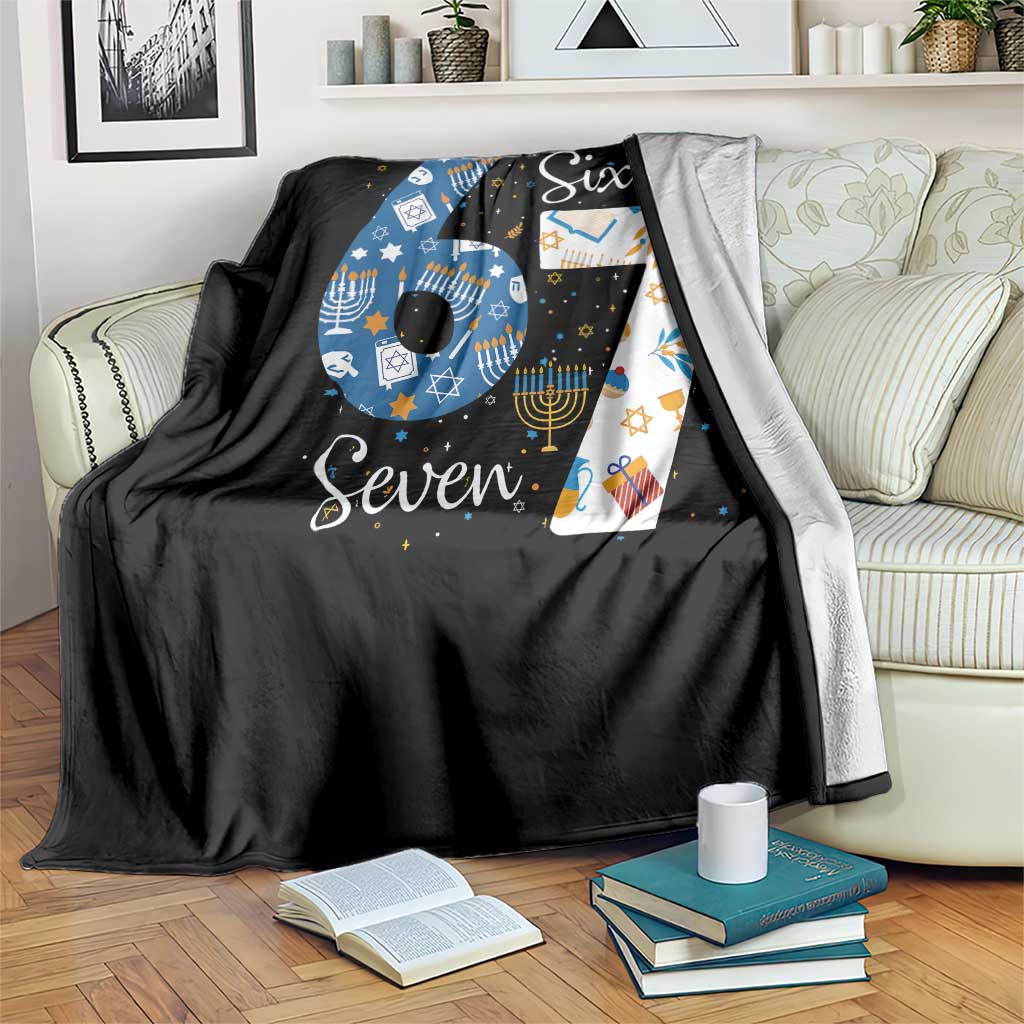 Funny 67 Hanukkah Throw Blanket Chanukah Menorah Dreidel Six Seven Meme - undefined