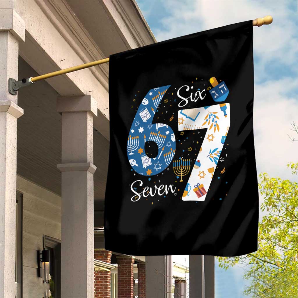 Funny 67 Hanukkah Garden Flag Chanukah Menorah Dreidel Six Seven Meme - Wonder Print Shop