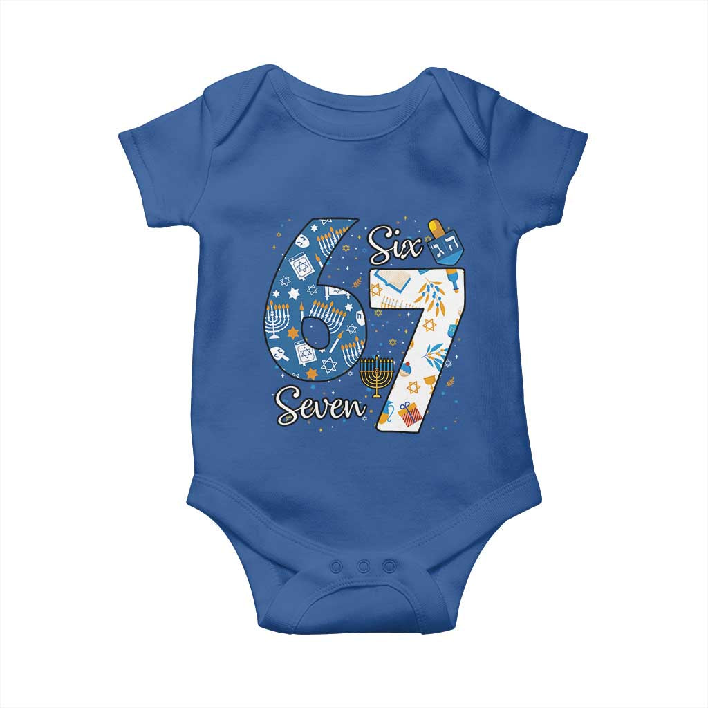 Funny 67 Hanukkah Baby Onesie Chanukah Menorah Dreidel Six Seven Meme - Wonder Print Shop