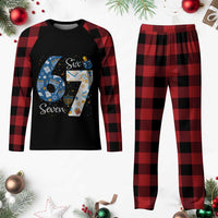 Funny 67 Hanukkah Plaid Pajama Set Chanukah Menorah Dreidel Six Seven Meme - Wonder Print Shop