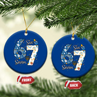 Funny 67 Hanukkah Ceramic Ornament Chanukah Menorah Dreidel Six Seven Meme - Wonder Print Shop