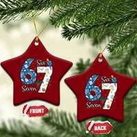 Funny 67 Hanukkah Ceramic Ornament Chanukah Menorah Dreidel Six Seven Meme - Wonder Print Shop