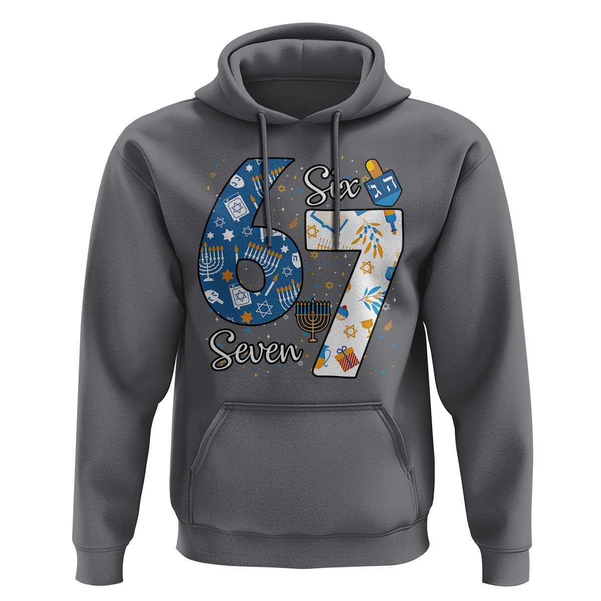 Funny 67 Hanukkah Hoodie Chanukah Menorah Dreidel Six Seven Meme - Wonder Print Shop