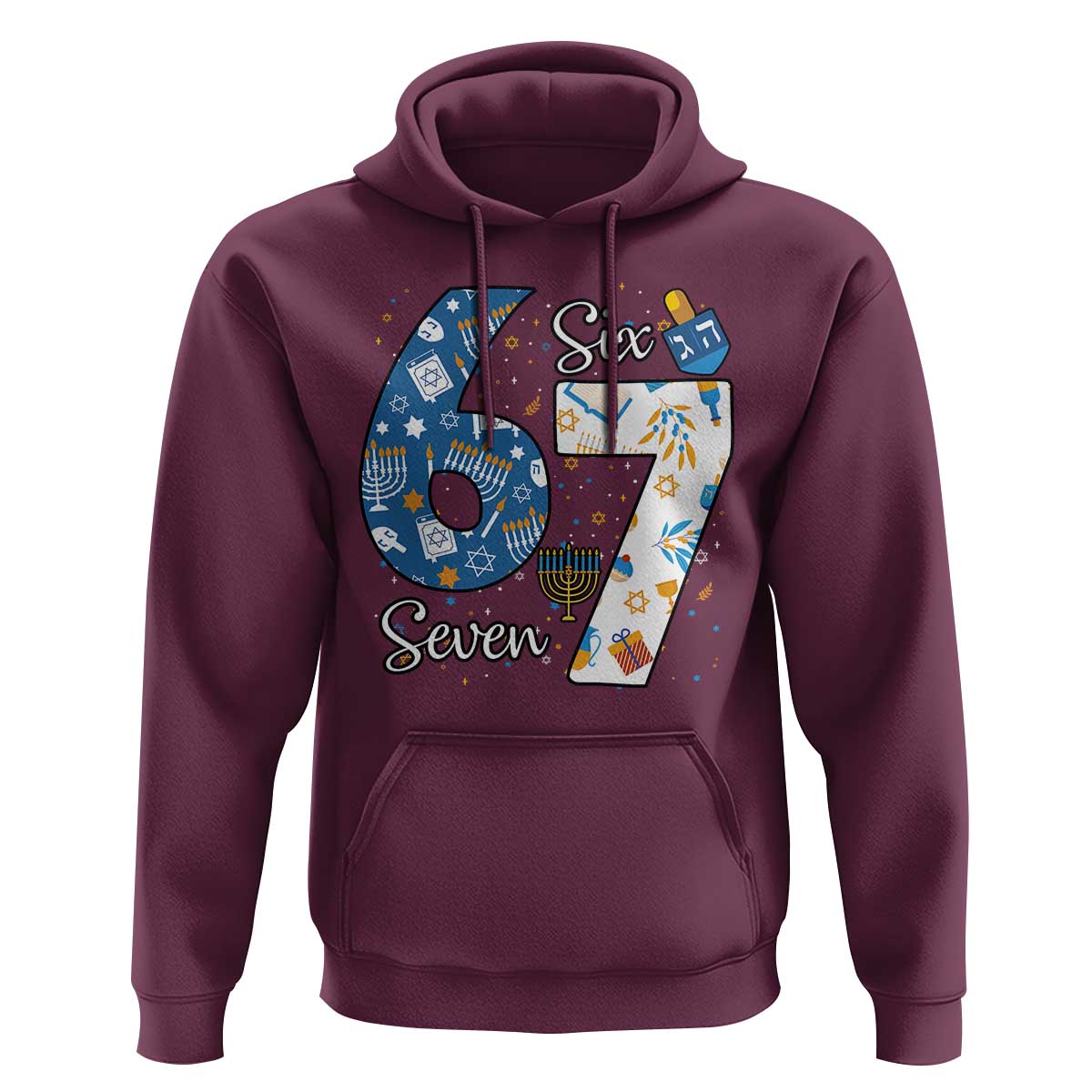 Funny 67 Hanukkah Hoodie Chanukah Menorah Dreidel Six Seven Meme - Wonder Print Shop