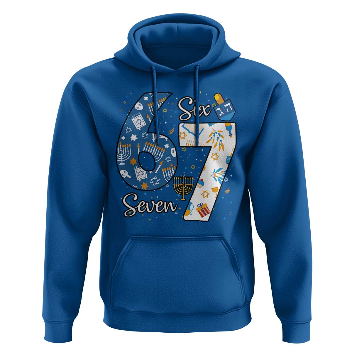 Funny 67 Hanukkah Hoodie Chanukah Menorah Dreidel Six Seven Meme - Wonder Print Shop