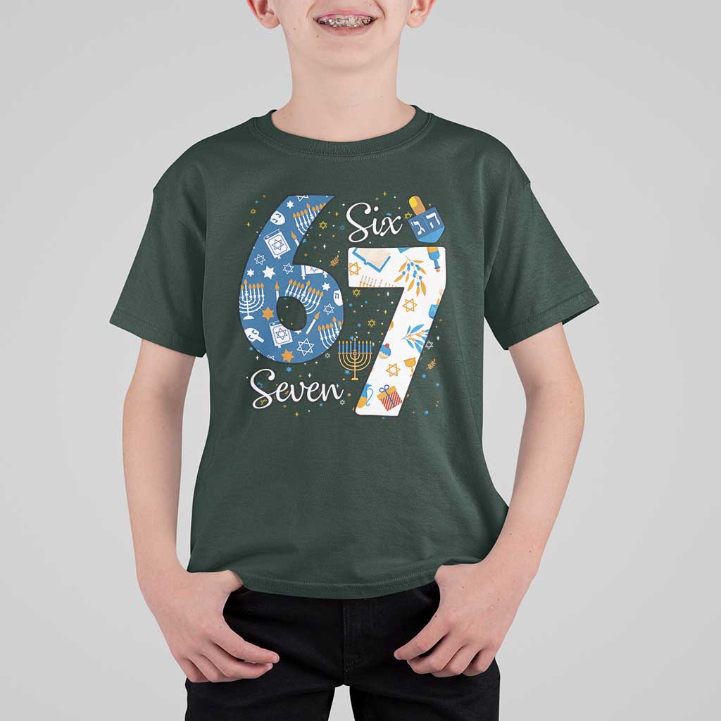 Funny 67 Hanukkah T Shirt For Kid Chanukah Menorah Dreidel Six Seven Meme - Wonder Print Shop