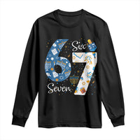 Funny 67 Hanukkah Long Sleeve Shirt Chanukah Menorah Dreidel Six Seven Meme - Wonder Print Shop