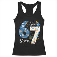 Funny 67 Hanukkah Racerback Tank Top Chanukah Menorah Dreidel Six Seven Meme - Wonder Print Shop