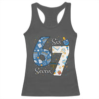 Funny 67 Hanukkah Racerback Tank Top Chanukah Menorah Dreidel Six Seven Meme - Wonder Print Shop