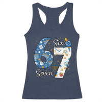 Funny 67 Hanukkah Racerback Tank Top Chanukah Menorah Dreidel Six Seven Meme - Wonder Print Shop