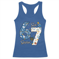 Funny 67 Hanukkah Racerback Tank Top Chanukah Menorah Dreidel Six Seven Meme - Wonder Print Shop