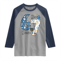 Funny 67 Hanukkah Raglan Shirt Chanukah Menorah Dreidel Six Seven Meme - Wonder Print Shop