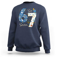 Funny 67 Hanukkah Sweatshirt Chanukah Menorah Dreidel Six Seven Meme - Wonder Print Shop