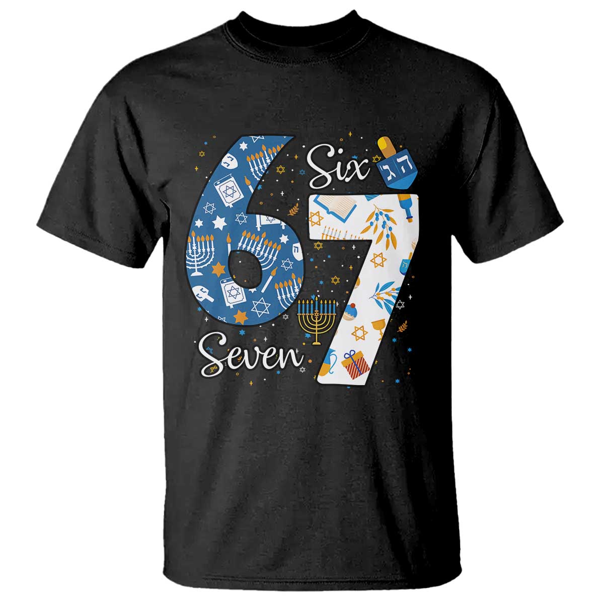 Funny 67 Hanukkah T Shirt Chanukah Menorah Dreidel Six Seven Meme - Wonder Print Shop