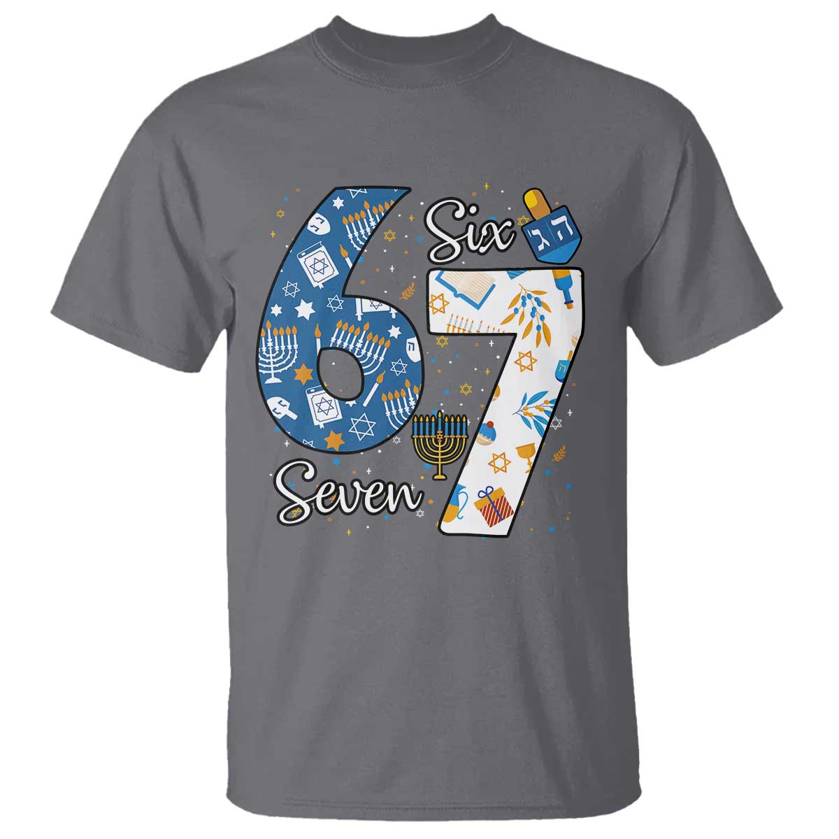 Funny 67 Hanukkah T Shirt Chanukah Menorah Dreidel Six Seven Meme - Wonder Print Shop
