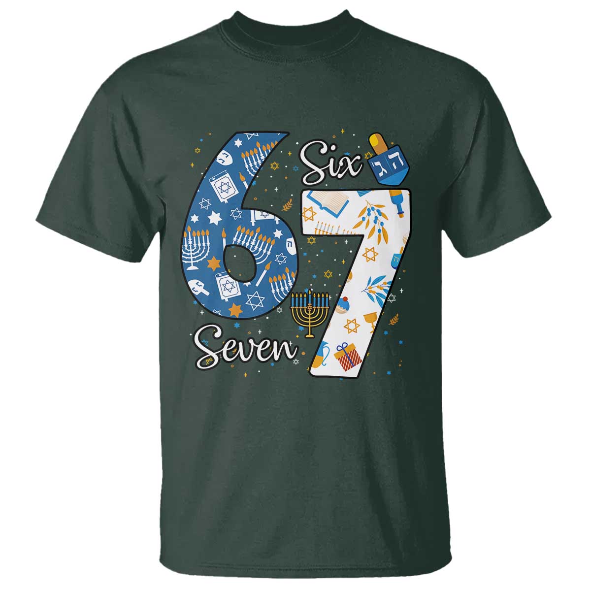 Funny 67 Hanukkah T Shirt Chanukah Menorah Dreidel Six Seven Meme - Wonder Print Shop