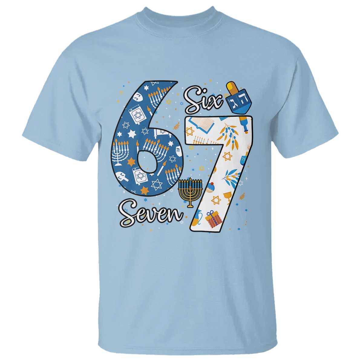 Funny 67 Hanukkah T Shirt Chanukah Menorah Dreidel Six Seven Meme - Wonder Print Shop