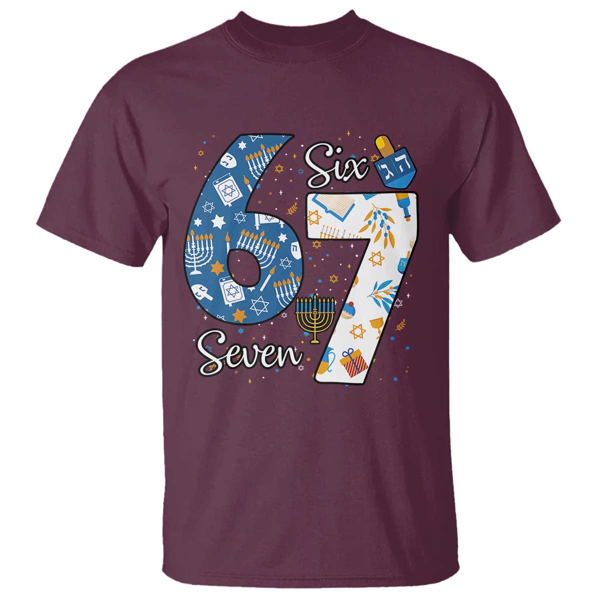 Funny 67 Hanukkah T Shirt Chanukah Menorah Dreidel Six Seven Meme - Wonder Print Shop