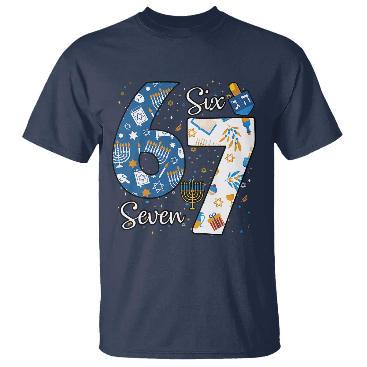 Funny 67 Hanukkah T Shirt Chanukah Menorah Dreidel Six Seven Meme - Wonder Print Shop