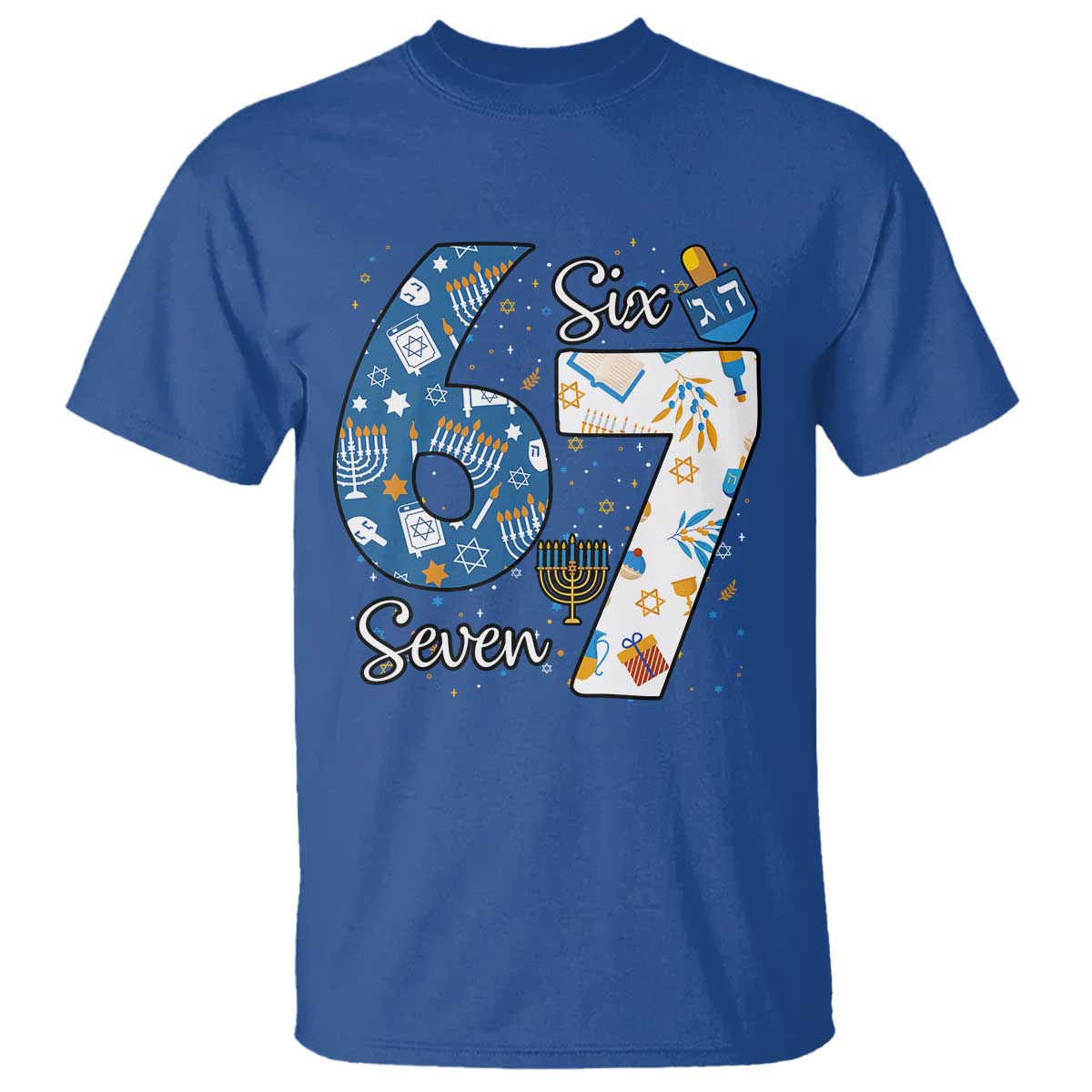 Funny 67 Hanukkah T Shirt Chanukah Menorah Dreidel Six Seven Meme - Wonder Print Shop