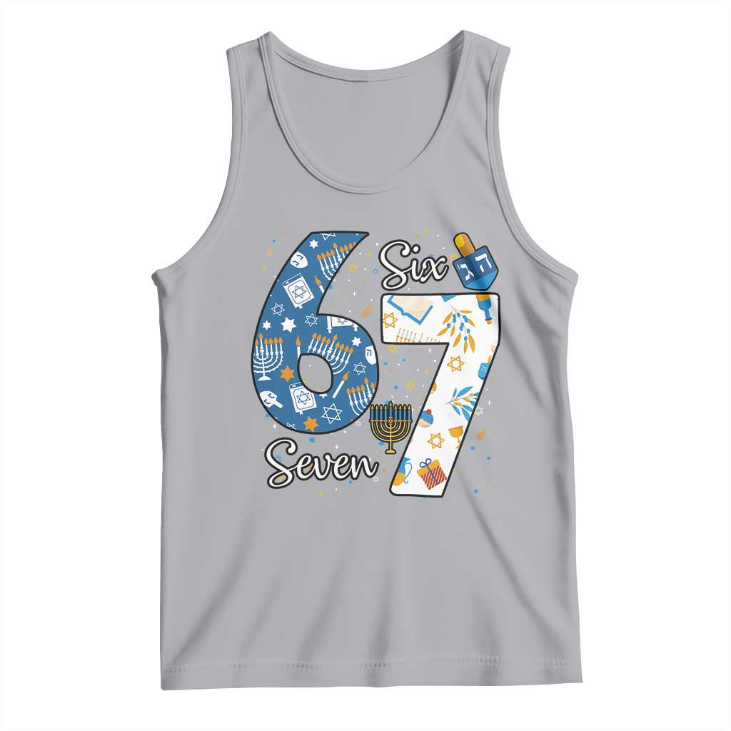 Funny 67 Hanukkah Tank Top Chanukah Menorah Dreidel Six Seven Meme - Wonder Print Shop