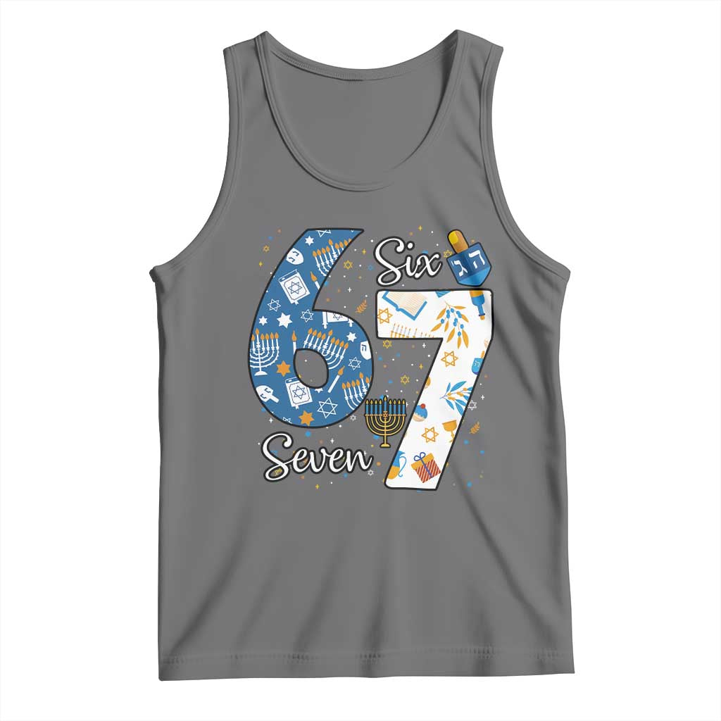 Funny 67 Hanukkah Tank Top Chanukah Menorah Dreidel Six Seven Meme - Wonder Print Shop