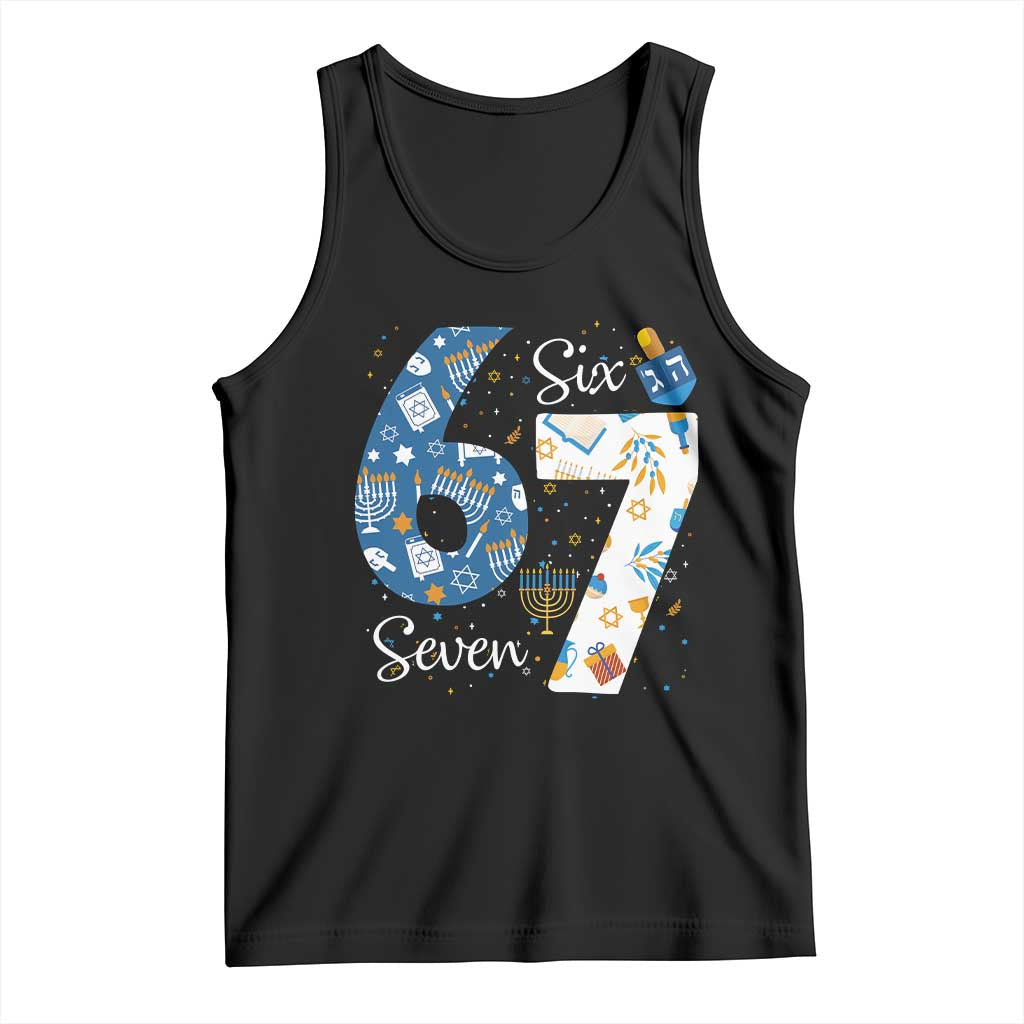 Funny 67 Hanukkah Tank Top Chanukah Menorah Dreidel Six Seven Meme - Wonder Print Shop
