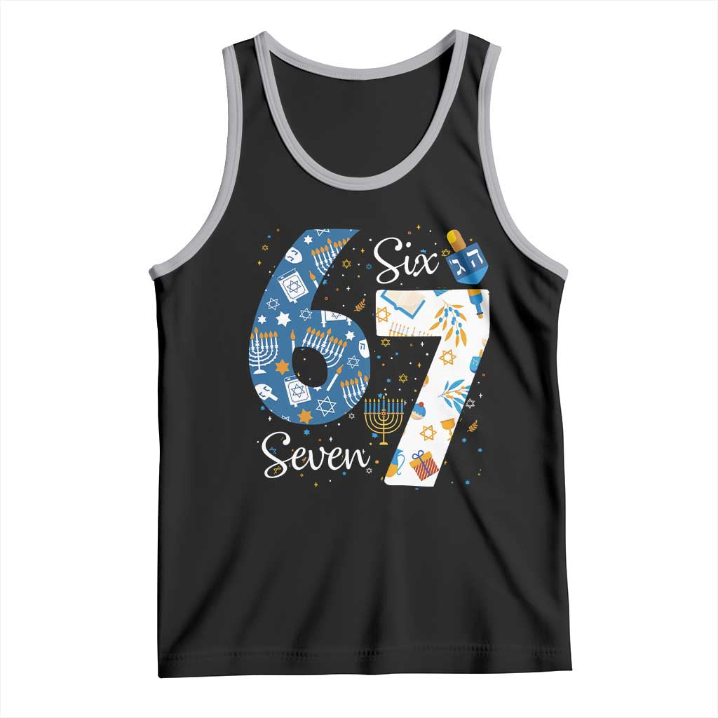 Funny 67 Hanukkah Tank Top Chanukah Menorah Dreidel Six Seven Meme - Wonder Print Shop