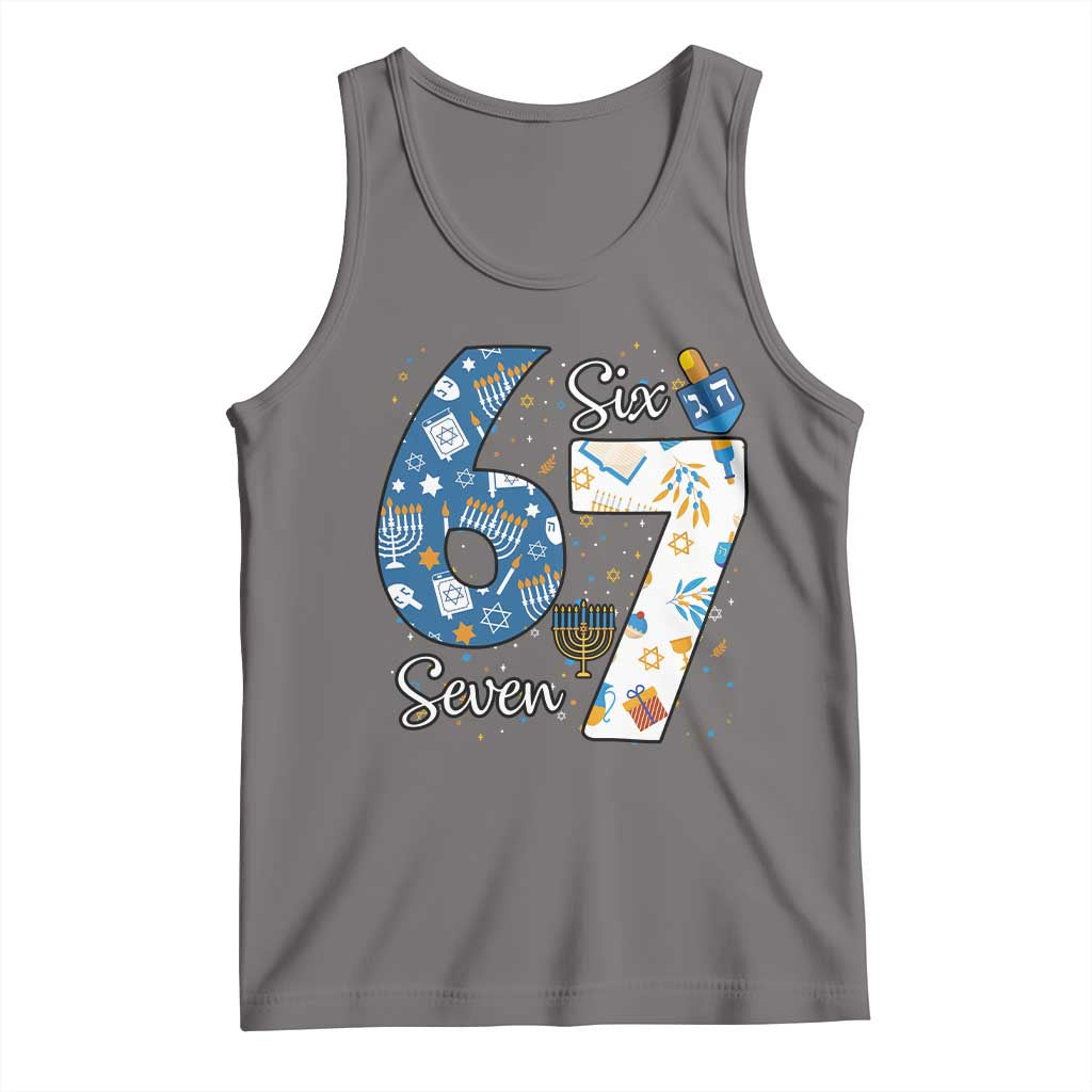 Funny 67 Hanukkah Tank Top Chanukah Menorah Dreidel Six Seven Meme - Wonder Print Shop