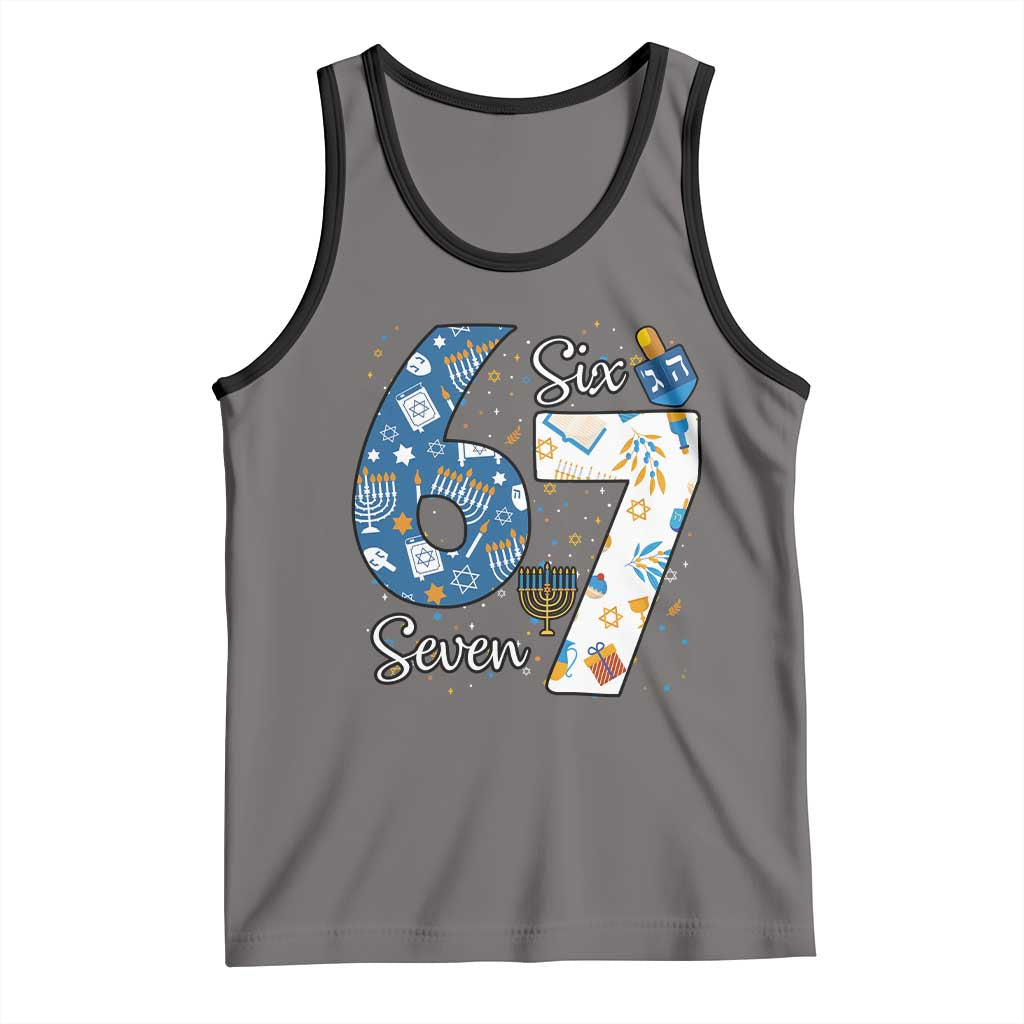 Funny 67 Hanukkah Tank Top Chanukah Menorah Dreidel Six Seven Meme - Wonder Print Shop