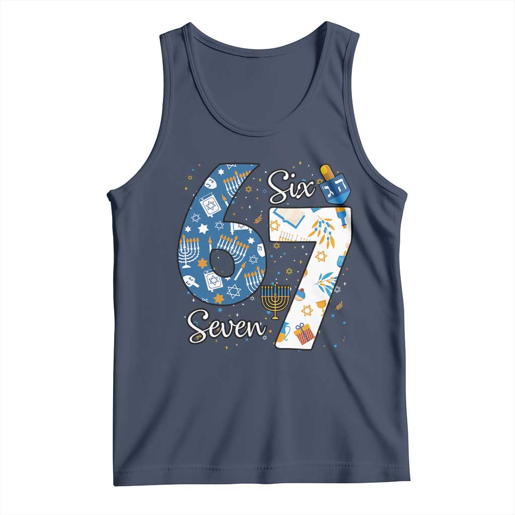 Funny 67 Hanukkah Tank Top Chanukah Menorah Dreidel Six Seven Meme - Wonder Print Shop