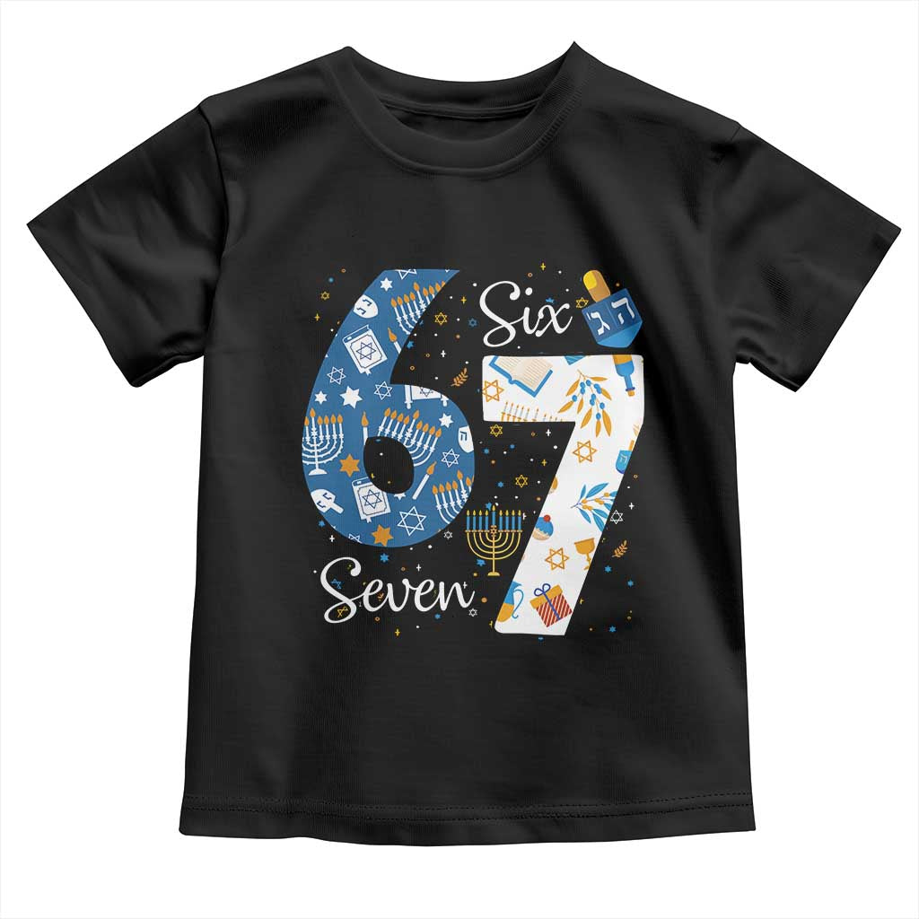 Funny 67 Hanukkah Toddler T Shirt Chanukah Menorah Dreidel Six Seven Meme - Wonder Print Shop