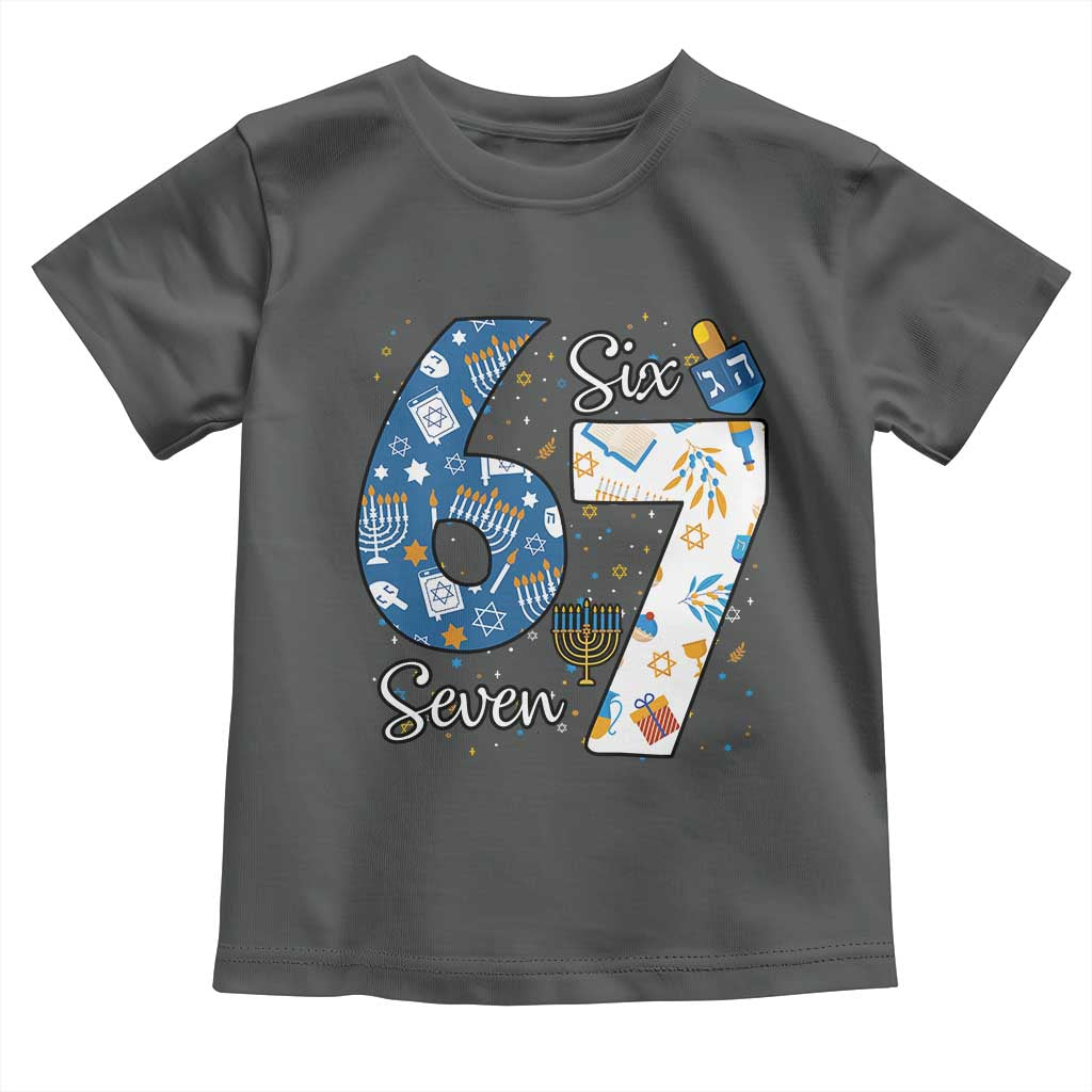 Funny 67 Hanukkah Toddler T Shirt Chanukah Menorah Dreidel Six Seven Meme - Wonder Print Shop