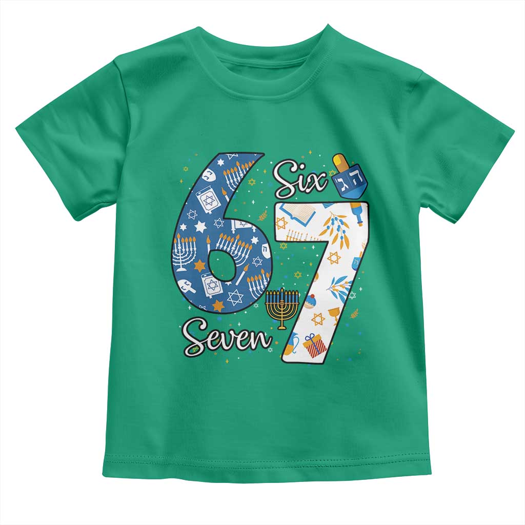 Funny 67 Hanukkah Toddler T Shirt Chanukah Menorah Dreidel Six Seven Meme - Wonder Print Shop