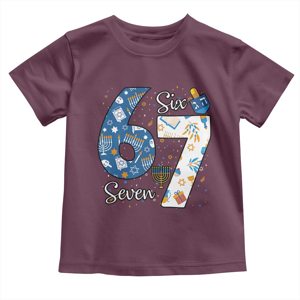 Funny 67 Hanukkah Toddler T Shirt Chanukah Menorah Dreidel Six Seven Meme - Wonder Print Shop