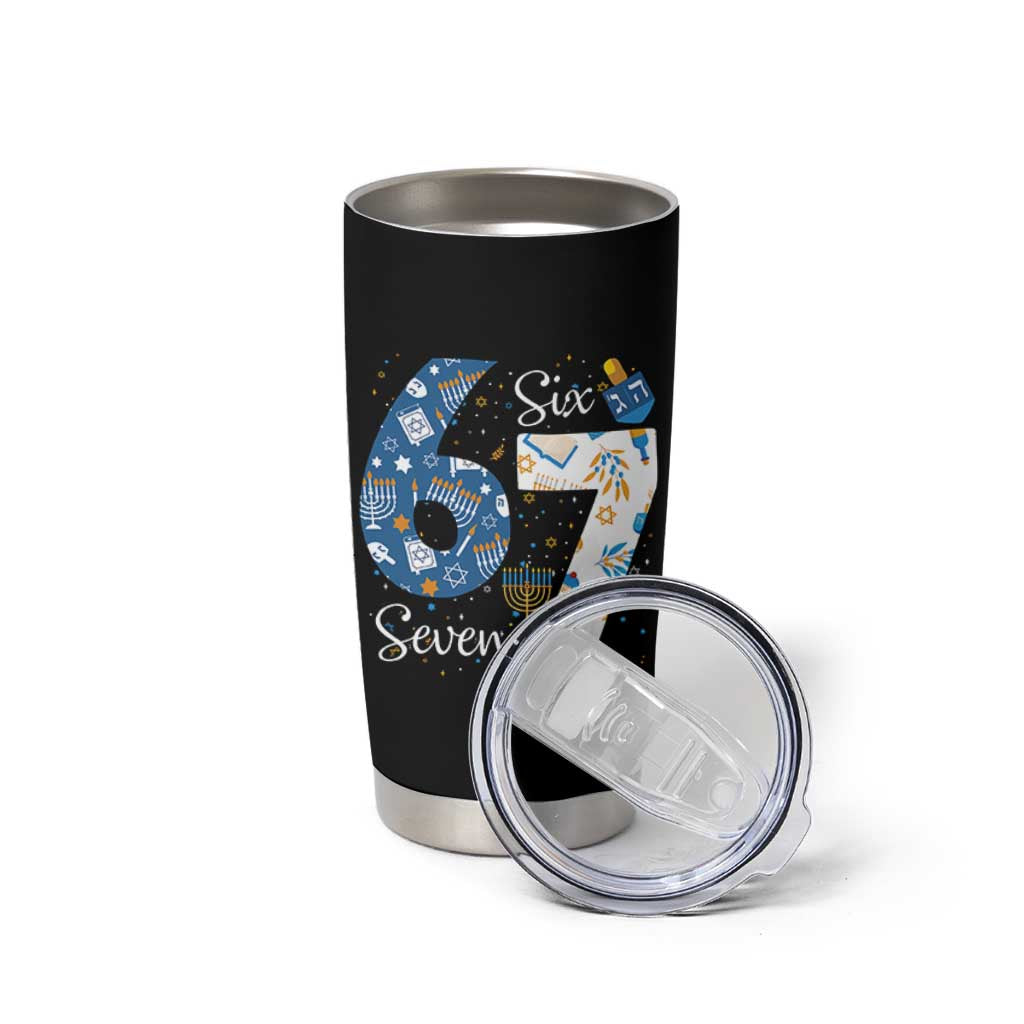 Funny 67 Hanukkah Tumbler Cup Chanukah Menorah Dreidel Six Seven Meme - Wonder Print Shop