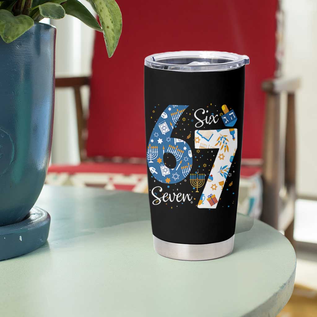 Funny 67 Hanukkah Tumbler Cup Chanukah Menorah Dreidel Six Seven Meme - Wonder Print Shop