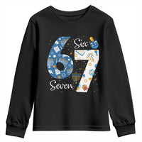 Funny 67 Hanukkah Youth Sweatshirt Chanukah Menorah Dreidel Six Seven Meme - Wonder Print Shop
