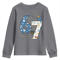 Funny 67 Hanukkah Youth Sweatshirt Chanukah Menorah Dreidel Six Seven Meme - Wonder Print Shop