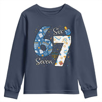 Funny 67 Hanukkah Youth Sweatshirt Chanukah Menorah Dreidel Six Seven Meme - Wonder Print Shop