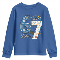 Funny 67 Hanukkah Youth Sweatshirt Chanukah Menorah Dreidel Six Seven Meme - Wonder Print Shop