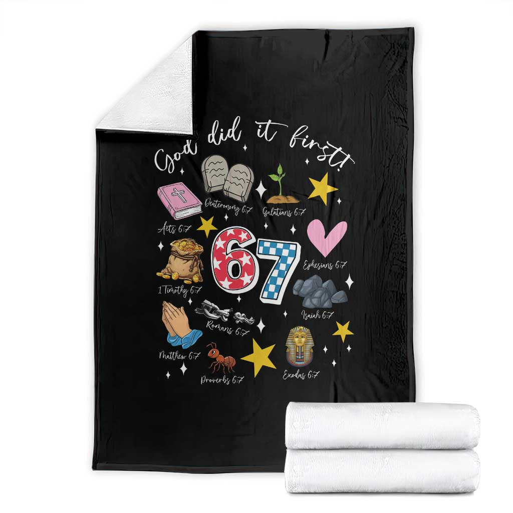 Funny 67 Christian Throw Blanket God Did It First Six Seven Meme Bible Verses - Wonder Print Shop