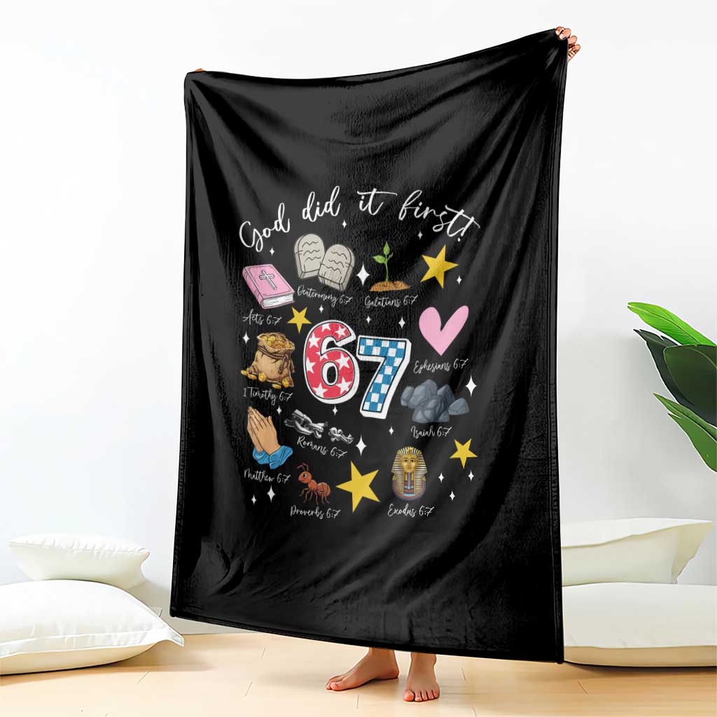 Funny 67 Christian Throw Blanket God Did It First Six Seven Meme Bible Verses - Wonder Print Shop