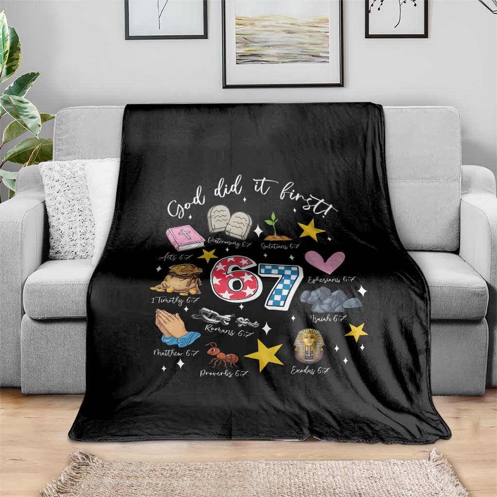 Funny 67 Christian Throw Blanket God Did It First Six Seven Meme Bible Verses - Wonder Print Shop