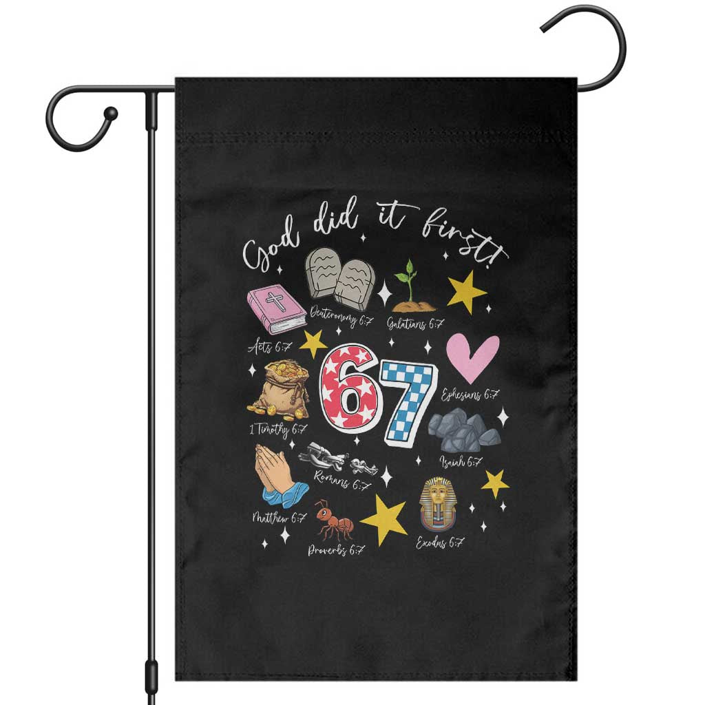 Funny 67 Christian Garden Flag God Did It First Six Seven Meme Bible Verses - Wonder Print Shop