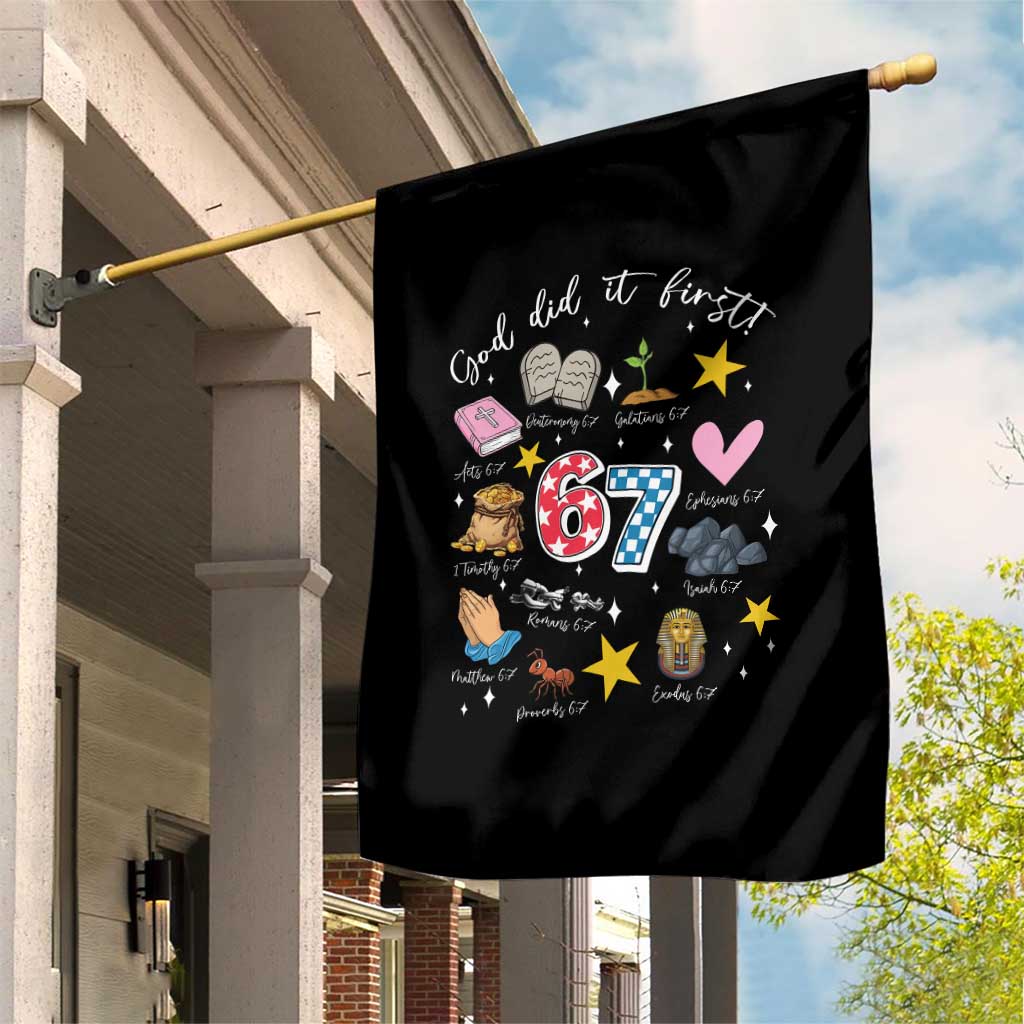Funny 67 Christian Garden Flag God Did It First Six Seven Meme Bible Verses - Wonder Print Shop