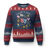 Funny 67 Christian Ugly Christmas Sweater God Did It First Six Seven Meme Bible Verses - Wonder Print Shop