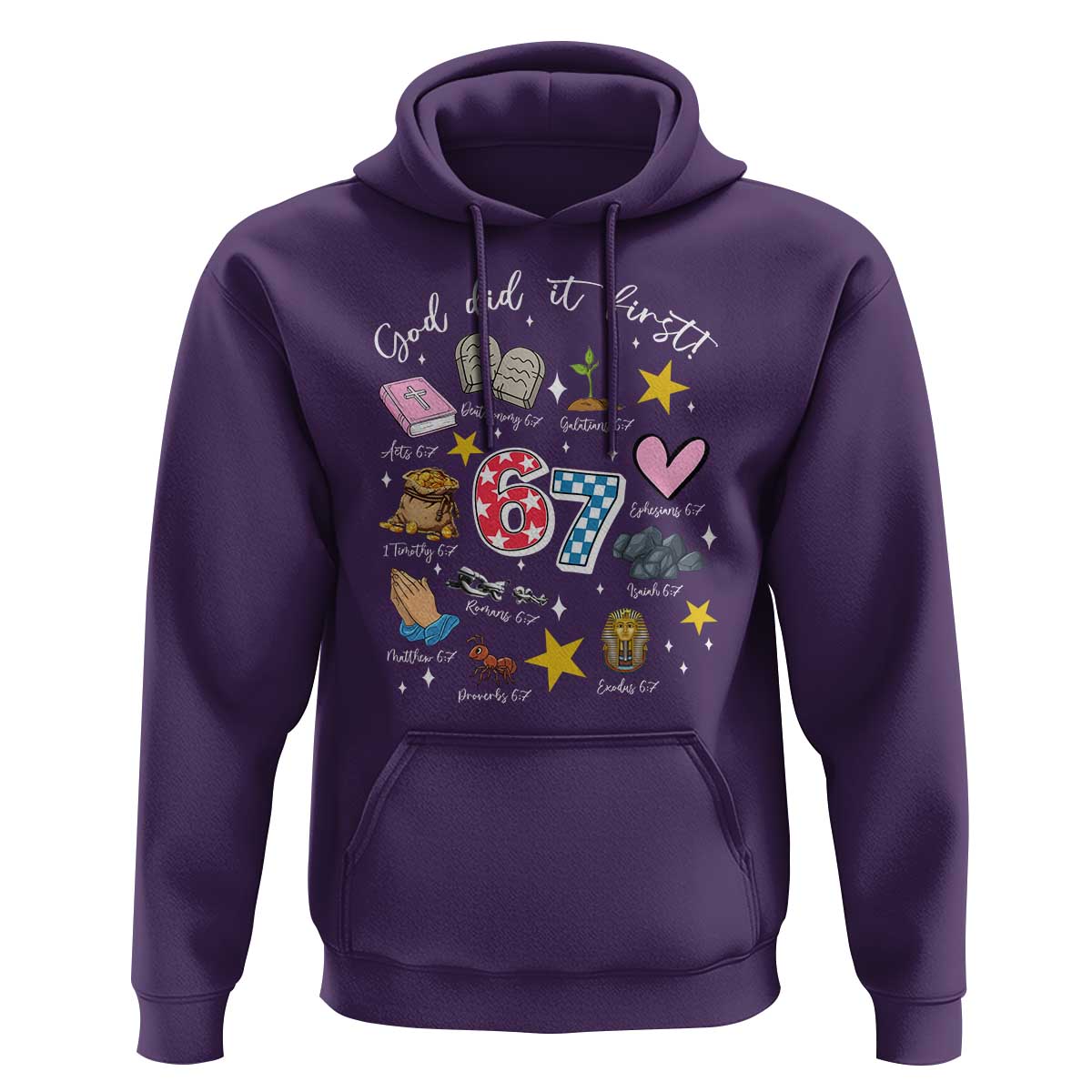 Funny 67 Christian Hoodie God Did It First Six Seven Meme Bible Verses - Wonder Print Shop