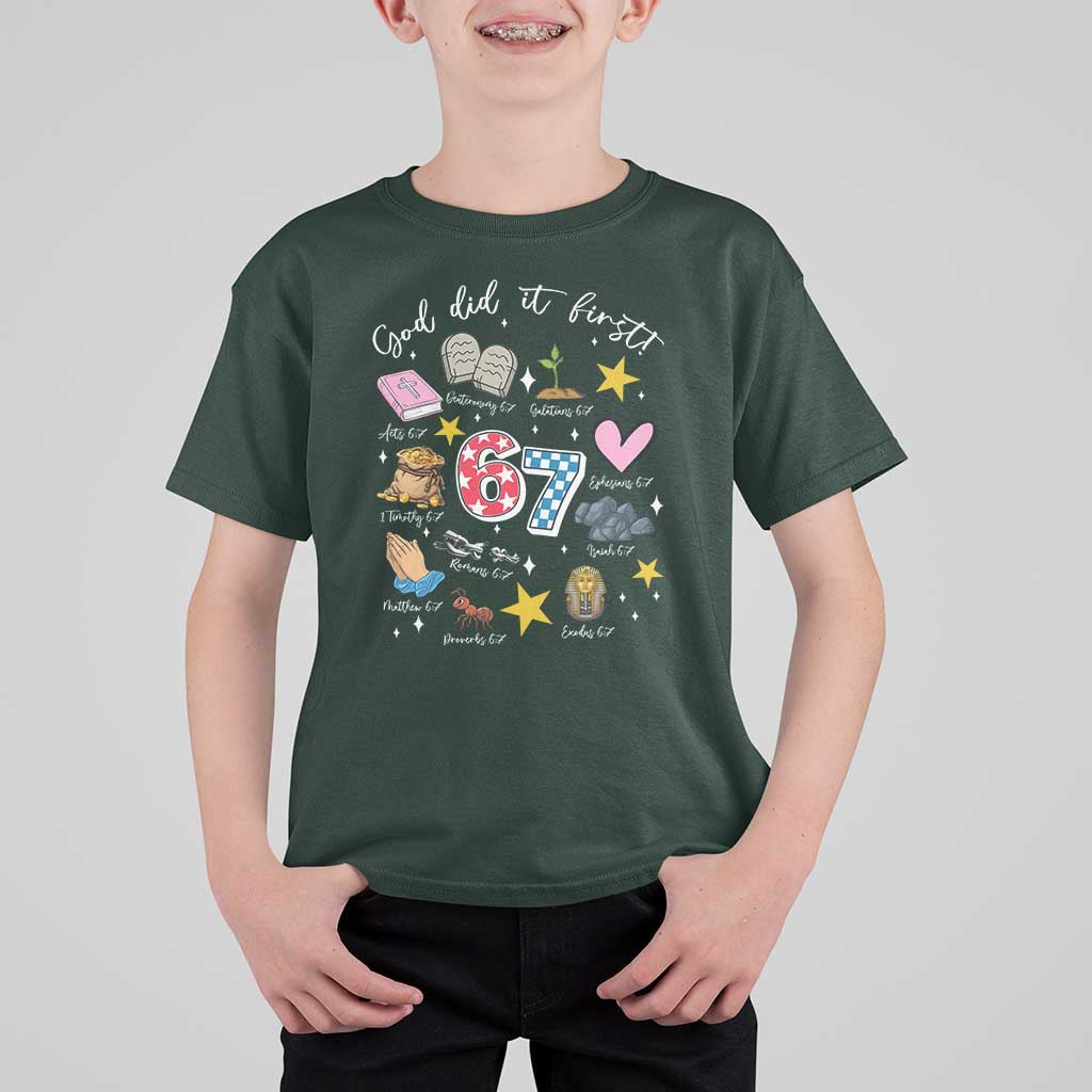 Funny 67 Christian T Shirt For Kid God Did It First Six Seven Meme Bible Verses - Wonder Print Shop