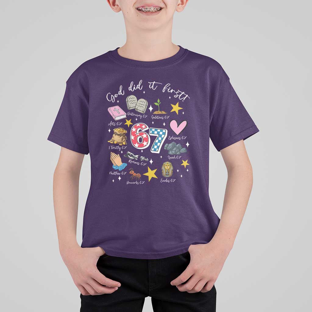 Funny 67 Christian T Shirt For Kid God Did It First Six Seven Meme Bible Verses - Wonder Print Shop